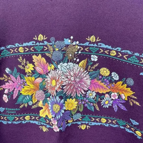 Vintage 90s Flowers Grandma Morning Sun Sweatshirt Large - Picture 3 of 12